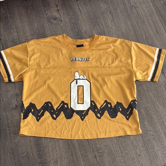 Peanuts Tops - Peanuts Charlie Brown Mustard Yellow Crop Jersey